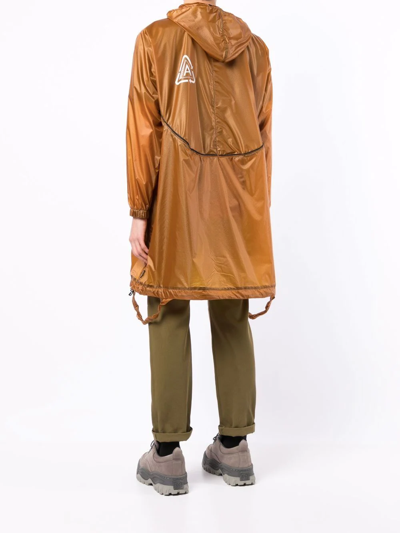 Undercover Convertible Packable Logo-print Nylon-ripstop Hooded Jacket In Braun