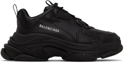 Shop Balenciaga Black Triple S Low-top Sneakers In 1000 Black