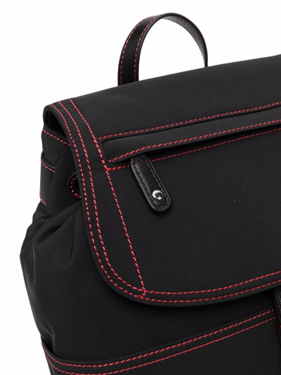 Shop Diesel Foldover Drawstring Backpack In Black