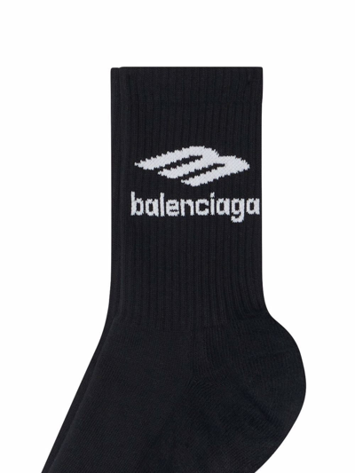 Shop Balenciaga 3b Sports Icon Tennis Socks In Black