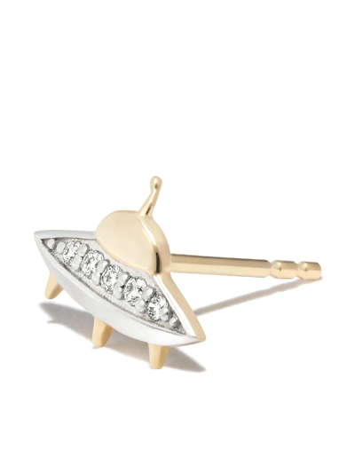Shop Sydney Evan 14kt Yellow Gold Flying Saucer Diamond Stud Earring
