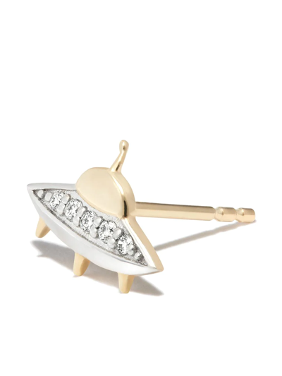 Sydney Evan 14kt Yellow Gold Flying Saucer Diamond Stud Earring In Gold