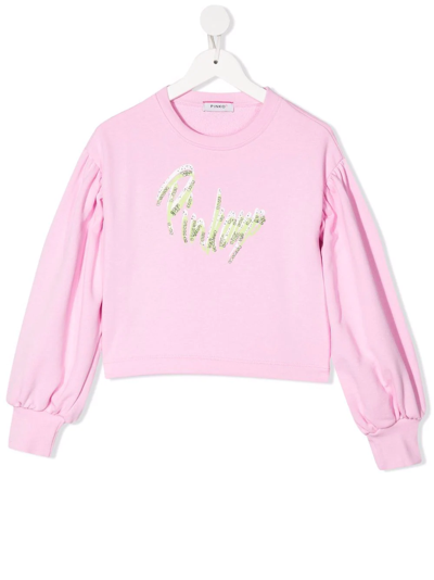 Shop Pinko Logo-print Long-sleeved T-shirt In Pink