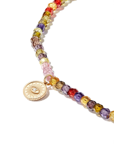 Sydney Evan 14kt Yellow Gold Evil Eye Beaded Necklace In Gold