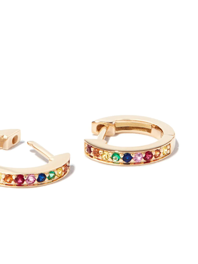 Shop Sydney Evan 14kt Yellow Gold Rainbow Pavé Huggie Earrings