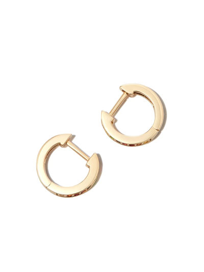 Sydney Evan 14k Yellow Gold Rainbow Gemstone Huggie Hoop Earrings In Gold