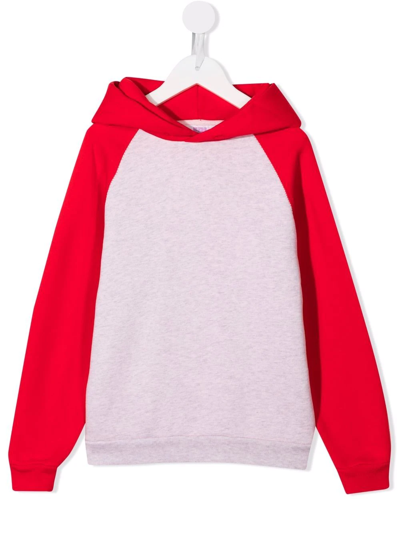 Shop Erl Colour-block Panel Hoodie In Red