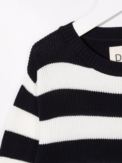 Shop Douuod Striped Cotton Knit Jumper In Blue