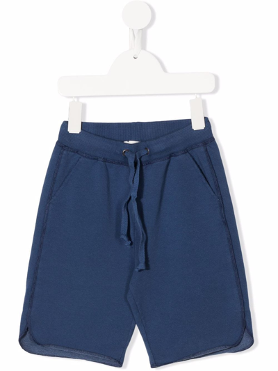 Shop Zhoe & Tobiah Drawstring-waist Cotton Track Shorts In Blue