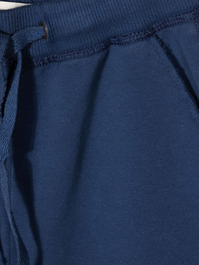 Shop Zhoe & Tobiah Drawstring-waist Cotton Track Shorts In Blue