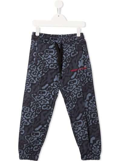 Shop Vision Of Super Leopard-print Track Pants In Black