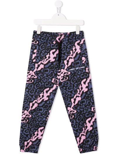 Vision Of Super Teen Leopard-print Track Pants In Black