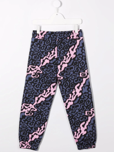 Vision Of Super Teen Leopard-print Track Pants In Black