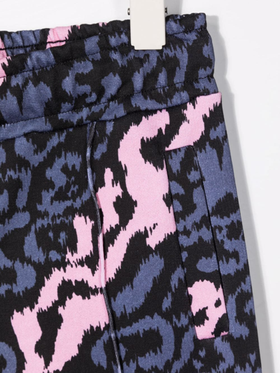 Vision Of Super Teen Leopard-print Track Pants In Black