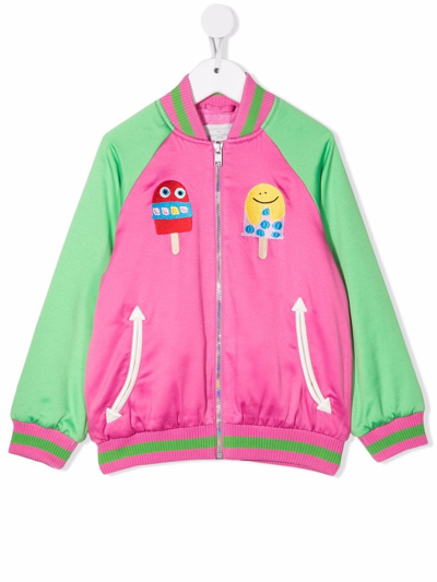 Shop Stella Mccartney Ice Lolly-embroidered Bomber Jacket In Pink