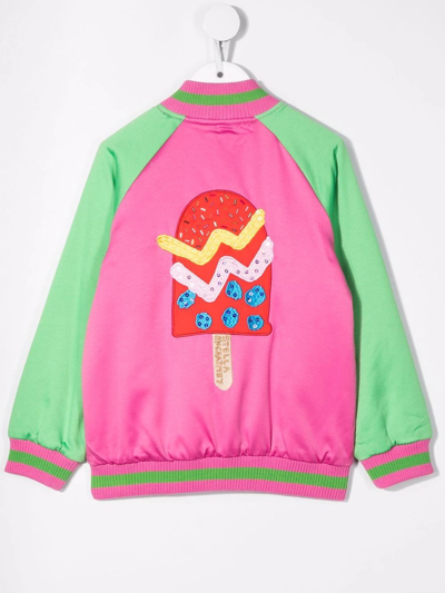 Shop Stella Mccartney Ice Lolly-embroidered Bomber Jacket In Pink