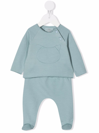 Shop Teddy & Minou Embroidered Cat Trouser Set In Blue