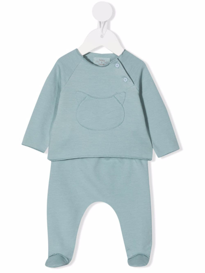 Teddy & Minou Embroidered Cat Trouser Set In Blue