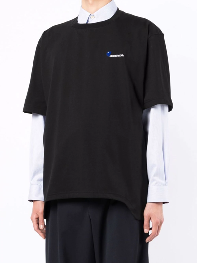 Shop Ader Error Logo-embroidered T-shirt In Black