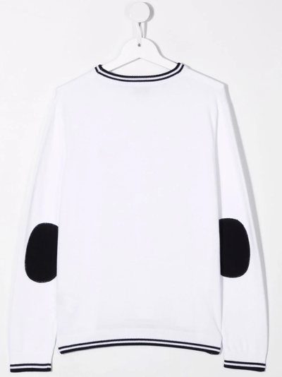 Shop Fay Teen Logo-print Crew Neck Sweatshirt In White