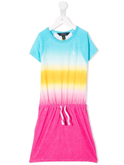 Shop Ralph Lauren Tie Dye-print T-shirt Dress In Blue