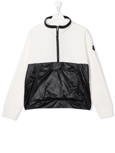 Moncler Two-toned Half-zip Cotton Sweatshirt 8-14 Years In White