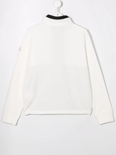 Shop Moncler Two-tone Cotton Sweatshirt In White