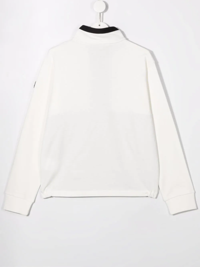 Moncler Two-toned Half-zip Cotton Sweatshirt 8-14 Years In White