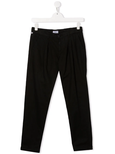 Shop Paolo Pecora Teen Mid-rise Tapered Trousers In Black
