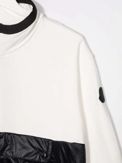 Shop Moncler Two-tone Cotton Sweatshirt In White