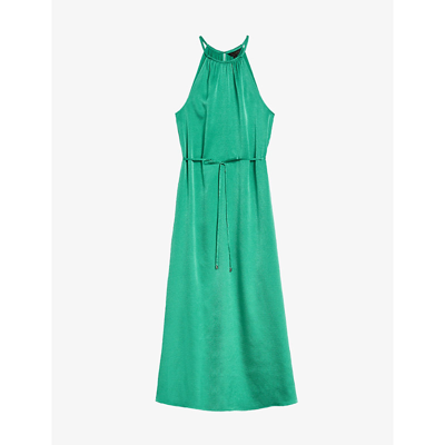 Shop Ted Baker Roxieyy Halterneck Crepe Midi Dress In Mid-green