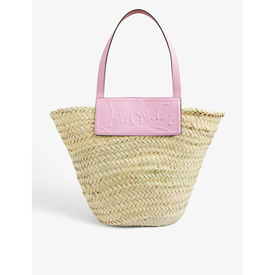 Shop Christian Louboutin Womens Naturel/confettis Loubishore Woven Straw And Leather Tote Bag