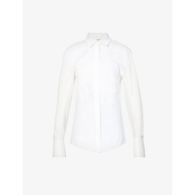 Shop Sportmax Tigre Barrel-cuffed Stretch-cotton Shirt In Optical White