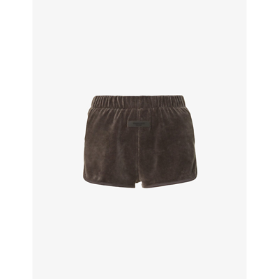 Shop Essentials Brand-patch Cotton-blend Shorts In Iron