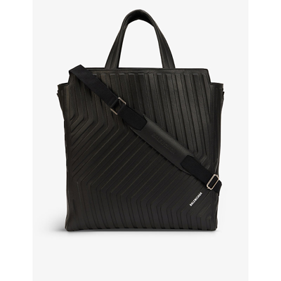 Shop Balenciaga Car Chevron-embossed Leather Tote Bag In Black