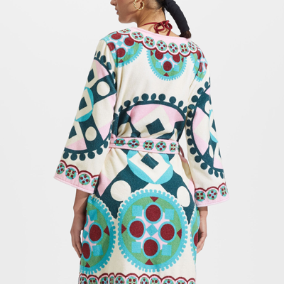 La Doublej Geometric-print Terry Robe In Ruote Placée
