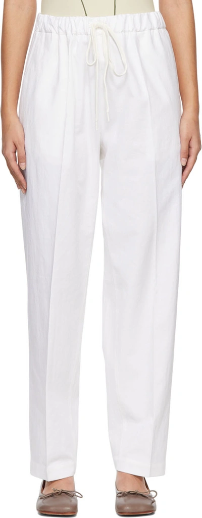 Shop Mm6 Maison Margiela White Linen Lounge Pants In 101 Off White