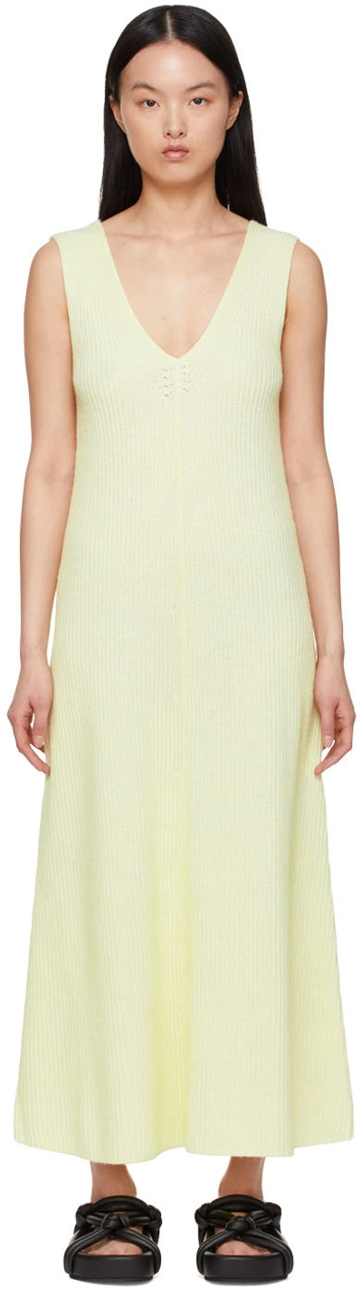 Joseph Yellow Cotton Midi Dress In 0708 Sulphur