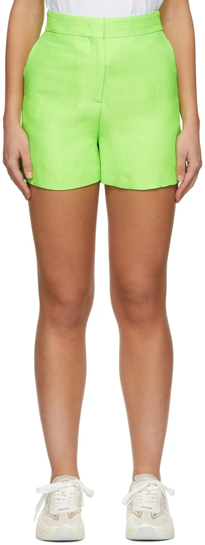 Msgm Green Viscose Shorts In 35 Fluo Green