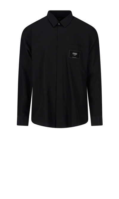 Fendi Logo-patch Button-up Shirt