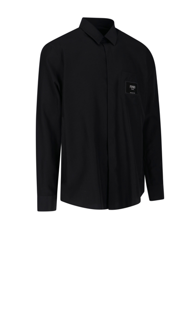Fendi Logo-patch Button-up Shirt