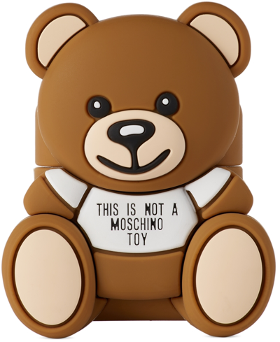 Shop Moschino Brown Teddy Bear Airpods Headphone Case In A1888 - Fantasy Prin