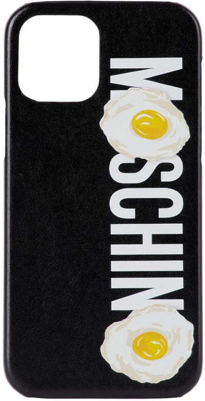 Shop Moschino Black Logo Egg Iphone 12 Pro Case In Fantasy Print Black