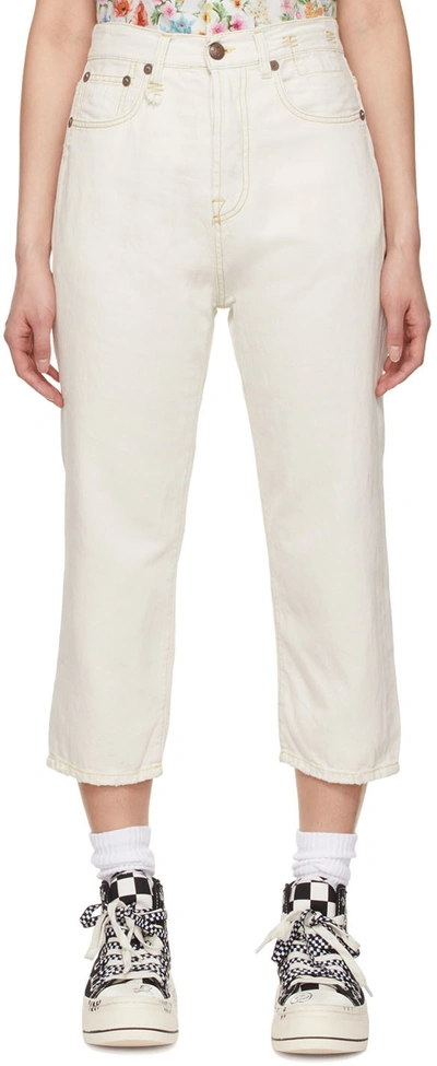 Shop R13 Off-white Tailored Jeans In D043a Kinney Linen