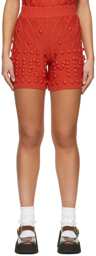 Shrimps Anthia Cable-knit Shorts In Red Clay