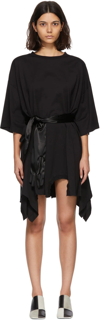 Shop Mm6 Maison Margiela Black Cotton Mini Dress In 900 Black