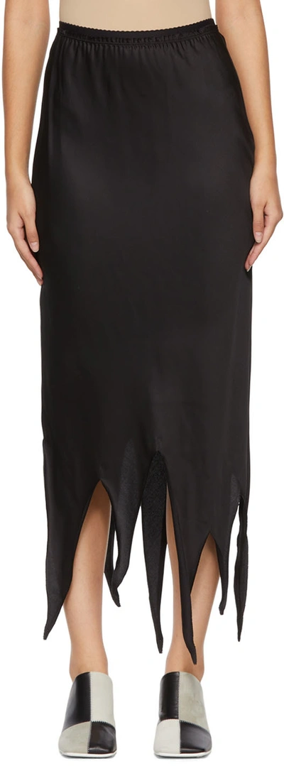 Shop Mm6 Maison Margiela Black Viscose Midi Skirt In 900 Black