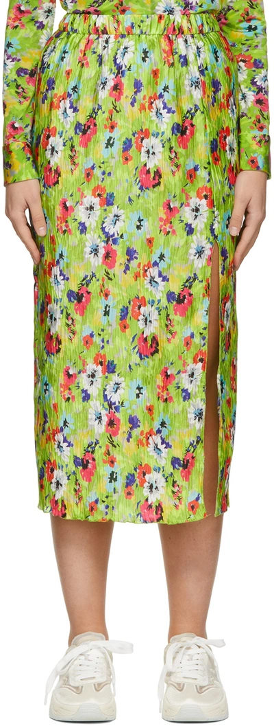 Msgm Woman Midi Skirt Light Green Size 4 Polyester In Green