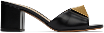 Shop Valentino Black One Stud Heeled Sandals In 0no Nero