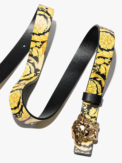 Shop Versace La Medusa Reversible Belt In Gold